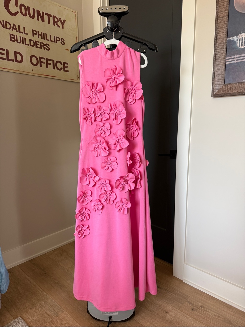 Cocolillys pink flower maxi dress- small